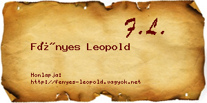 Fényes Leopold névjegykártya